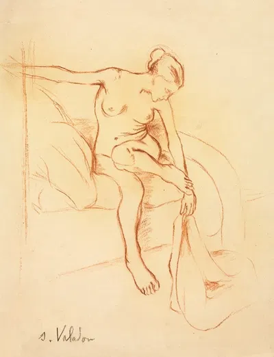 Nude Woman Seated on a Bed by Сюзанна Валадон — digital art print download