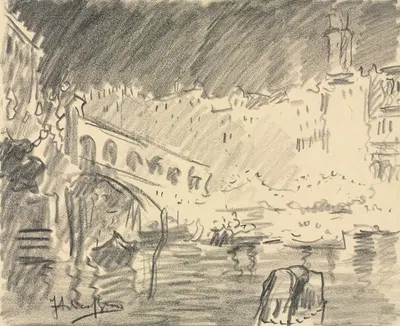 The Rialto Bridge by Италико Брасс, 1926 — digital art print download