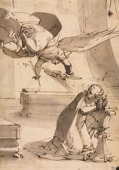 The Annunciation by Luca Cambiaso, c. 1568 — digital art print download