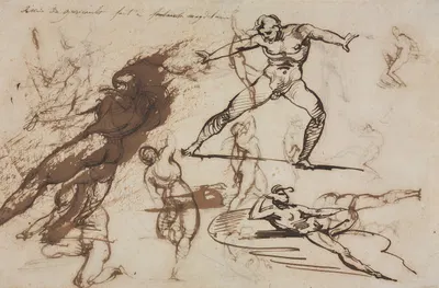 Sheet of Sketches (recto) by Теодор Жерико, 1819 — digital art print download
