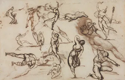 Sheet of Sketches (verso) by Теодор Жерико, 1819 — digital art print download