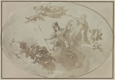 Ceiling Study: Allegory of Peace and War by Джузеппе Бернардино Бизон — digital art print download