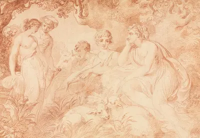 Shepherds and Shepherdesses by Конрад Мартин Мец, 1789 — digital art print download