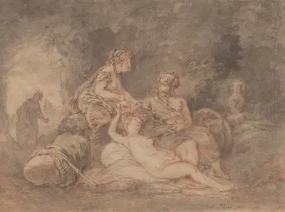 Lot and His Daughters by Antoine Pesne, 1756 — digital art print download