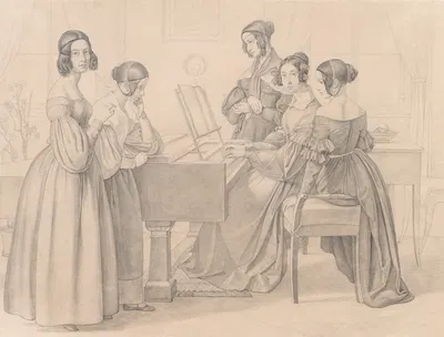 Musicale at the Prellers' by Фридрих Преллер Старший, 1838 — digital art print download