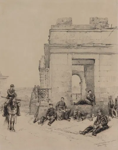 Soldiers Resting (recto) by Jean-Baptiste Édouard Detaille, 1878 — digital art print download