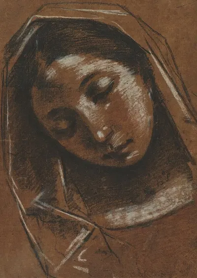 Head of the Virgin by Giacomo Cavedone, c. 1614 — digital art print download