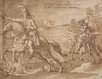 Death on Horseback Chasing a Flying Knight by Sebastian Vrancx, 1631 — digital art print download