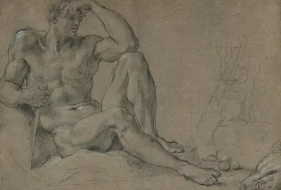 Hercules Resting (recto); Footed Vessel with Handle (verso) by Annibale Carracci — digital art print download
