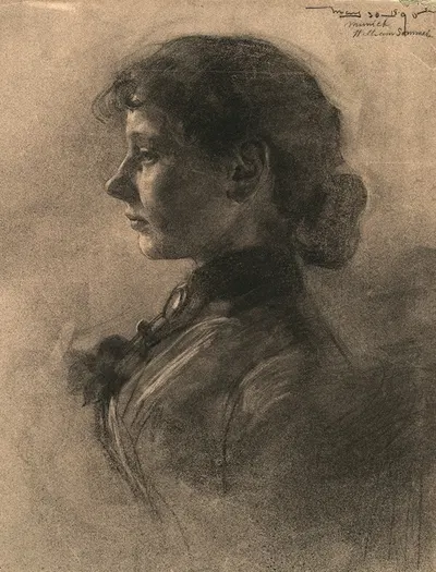 Portrait of a Woman in Profile, Turned to the Left by Уильям Соммер, 1890 — digital art print download
