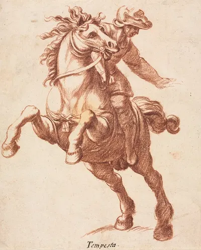 Rearing Horse and Rider by Antonio Tempesta — digital art print download