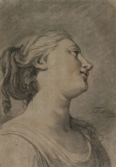 Head of a Female Figure in Profile, Turned to the Right by Hugues Taraval — digital art print download