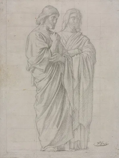 Two Standing Figures (Study for the Left Section of The Mission of the Apostles) by Жан-Ипполит Фландрен, 1860 — digital…