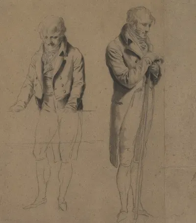 Two Standing Figures (Study for A Game of Billiards) by Louis-Léopold Boilly, c. 1807 — digital art print download