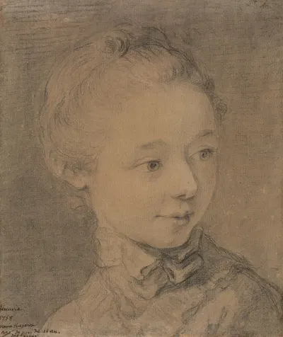 Head of a young girl turning toward the Right by Франсуа-Юбер Друа — digital art print download