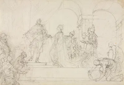 Meeting of Solomon and Queen of Sheba by Франческо Солимена — digital art print download