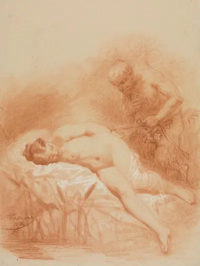 Nymphe et Faune by Октава Тассаэрт — digital art print download