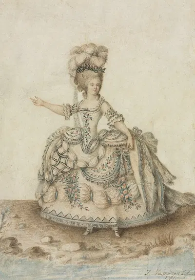 Costume Study for Opera Singer by Жан-Мишель Моро ле Жён, 1781 — digital art print download