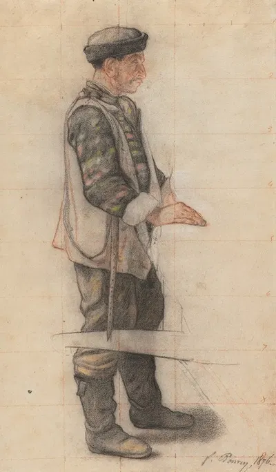 The Stretcher Bearer (Study for "Le Couvreur tombé") by Франсуа Бонвен, 1876 — digital art print download