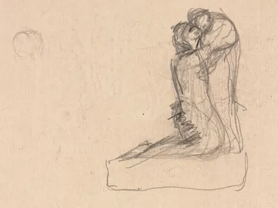 Sketch of Two Figures Embracing by Théodule Ribot — digital art print download