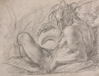The River God Tiber (Study for a fresco, Miracle of the Snow, or the Foundation of Santa Maria Maggiore, Rome in the…