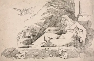 Sleeping Woman with a Cupid by Henry Fuseli, 1780-1790 — digital art print download