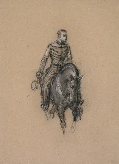 Militaire a cheval (Soldier on Horseback) by Исидор Пильс, c. 1860 — digital art print download