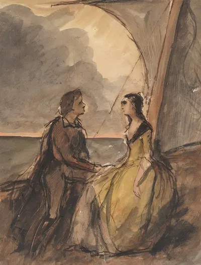 Seated Man and Woman by Селестен Нантёй — digital art print download