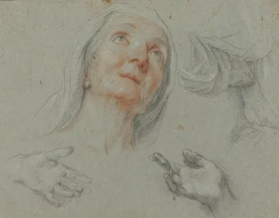 Studies for Saint Anne in 'Education of the Virgin' by Агустино Масуччи — digital art print download