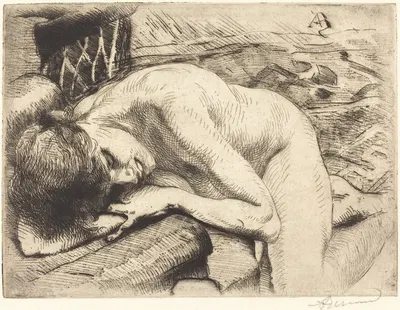 Model Asleep on the Floor (Le modèle endormi à terre) by Альбер Безнар, 1885 — digital art print download