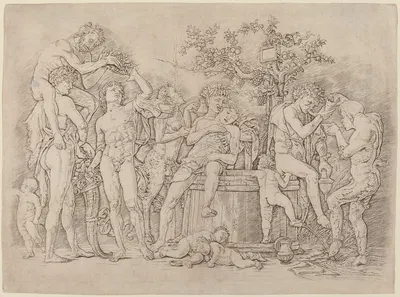 Bacchanal with a Wine Vat by Андреа Мантенья, c. 1475 — digital art print download