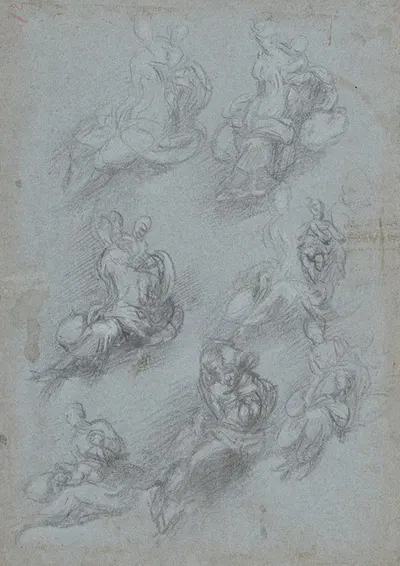 Studies for the Virgin and Child (recto) by Camillo Boccaccino, c. 1532 — digital art print download