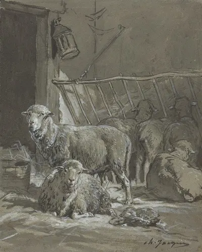 Sheep in a Manger by Charles Emile Jacque — digital art print download