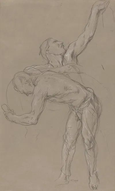 Two Male Figures- Study for 'The Good Samaritan' by Чарльз Хаслвуд Шеннон, 1918 — digital art print download