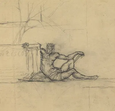 Seated Male Figure for 'San Francisco' by Charles Meryon — digital art print download