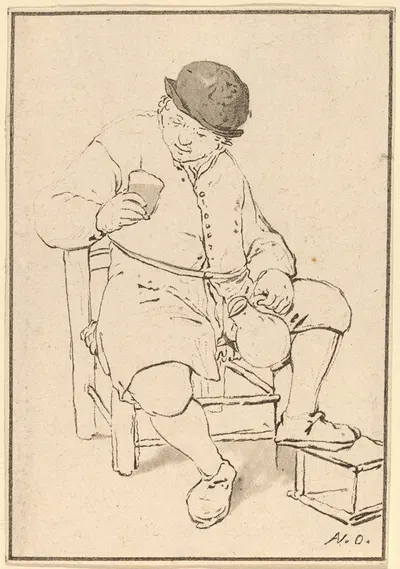 Seated Peasant with Jug by Корнелис Плос ван Амстел, c. 1763 — digital art print download
