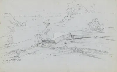 Study for 'White Mountains from North Conway, New Hampshire' (recto) by Дэвид Джонсон, 1851 — digital art print download