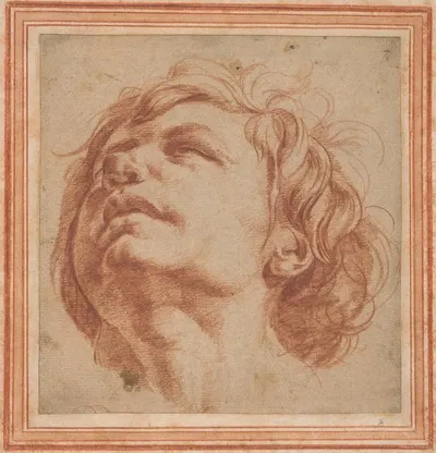 Head Study of a Young Man Looking Upward by Dirk Helmbreker — digital art print download