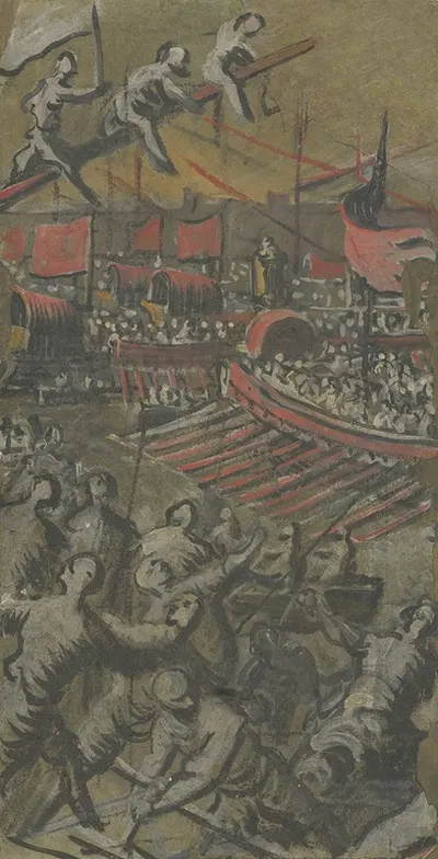 Venetian Ships Attacking Constantinople by Domenico Tintoretto, 1598-1605 — digital art print download