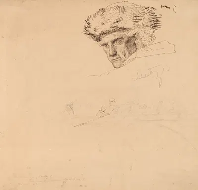 Studies for 'Washington Crossing the Delaware' (recto) by Эмануэль Готлиб Лойце, 1849 — digital art print download
