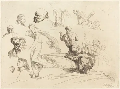 Sketch Sheet by Франсуа-Николя Шиффлар, 1865 — digital art print download