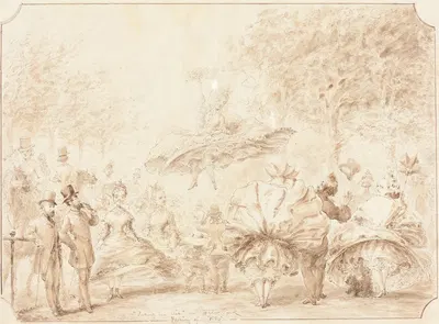 'Taking the Air' in Hyde Park (verso) by Джордж Круикшанк, 1865 — digital art print download