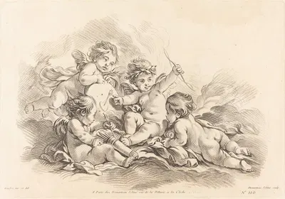 Four Cherubs at Target Practice by Жиль Демарто старший — digital art print download