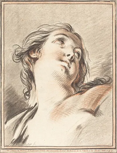 Head of a Woman Looking Up by Жиль Демарто старший, 1767 — digital art print download