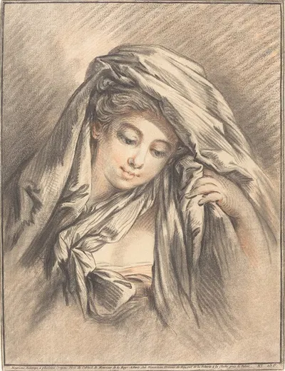 Young Woman with Her Head Covered by Жиль Демарто старший, 1767 — digital art print download