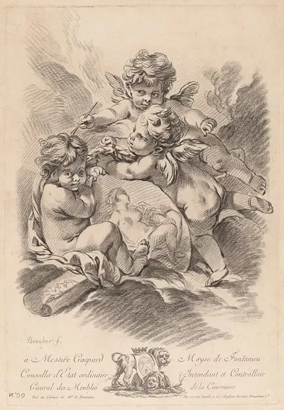 Allegory of Painting with Three Cherubs by Жиль Демарто старший — digital art print download