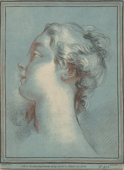 Head of a Young Woman Facing Left by Жиль Демарто старший, c. 1774 — digital art print download