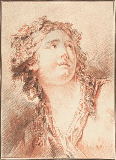 Head of a Young Woman by Gilles Demarteau the Elder — digital art print download