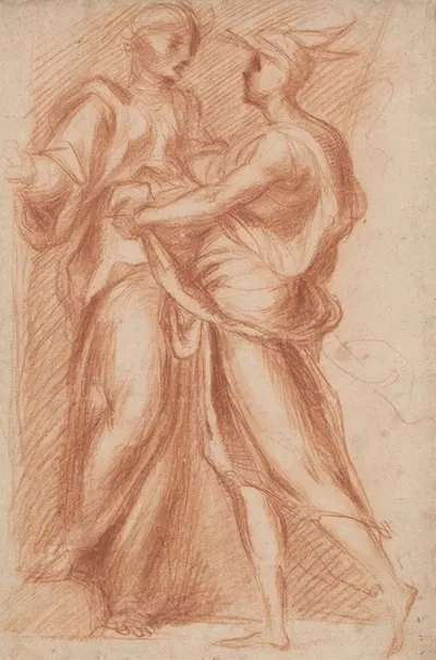 Mercury and Aglauros by Giovanni Battista Naldini, c. 1566 — digital art print download