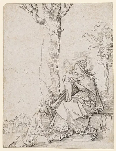 Maria mit Kind in der Landschaft by Hans Leu the younger, 1512-1517 — digital art print download